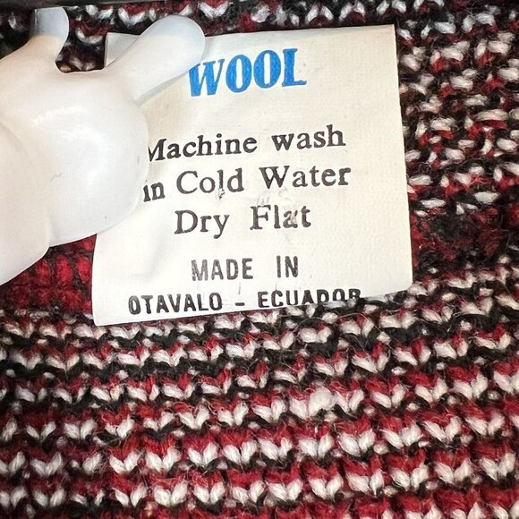 Yari Artesanias Mens Small Wolf Husky Dream Catcher Red Wool Hoodie Full Zip - Picture 5 of 8